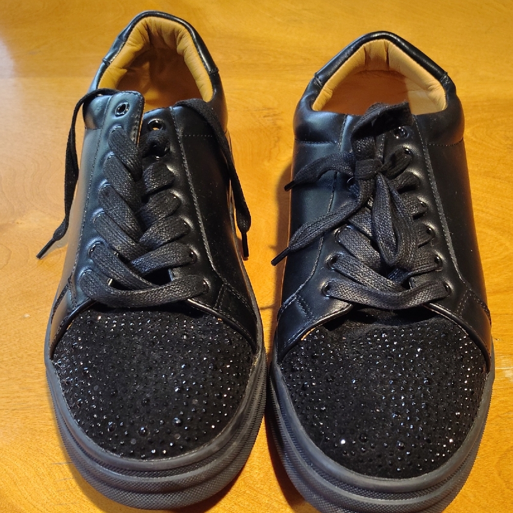 Black Oxford Shoes with Glitter Detail